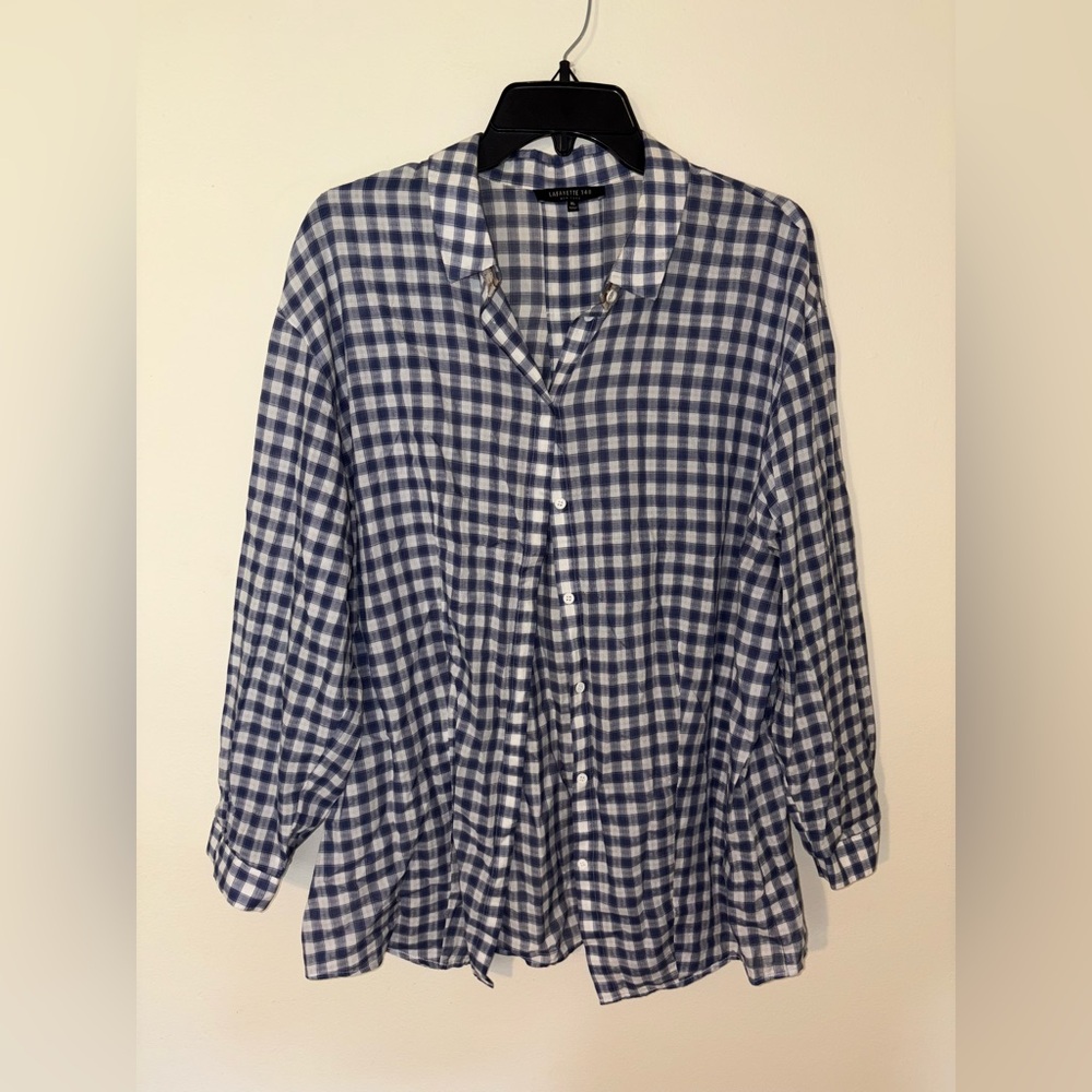 Lafayette 148 New York Cotton Lightweight Button Down Shirt Size Women’s XL